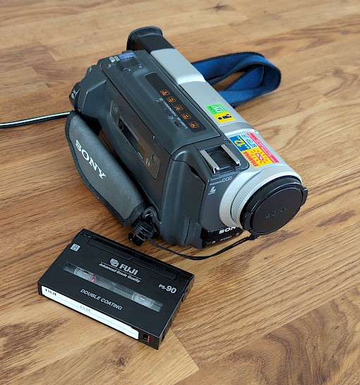 An old 8mm cassette camcorder